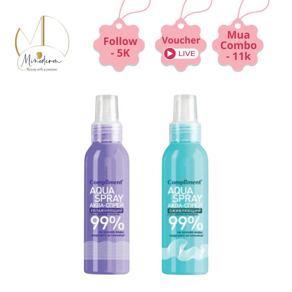 Xịt khoáng Compliment Aqua Spray 99% giúp cấp ẩm, làm mát, dịu da 200ml