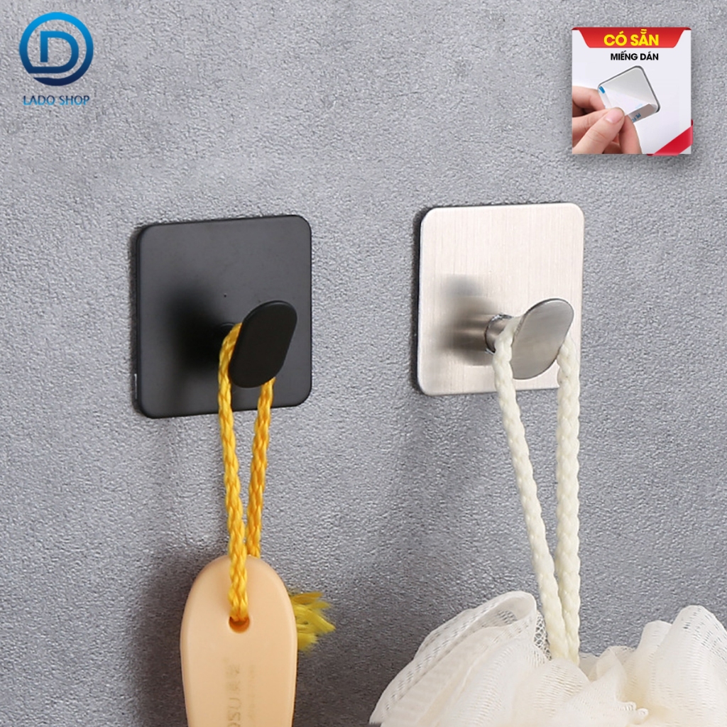 Móc Dán Tường Móc Đơn Treo Tường Inox IN12 Tích Hợp Keo Dán