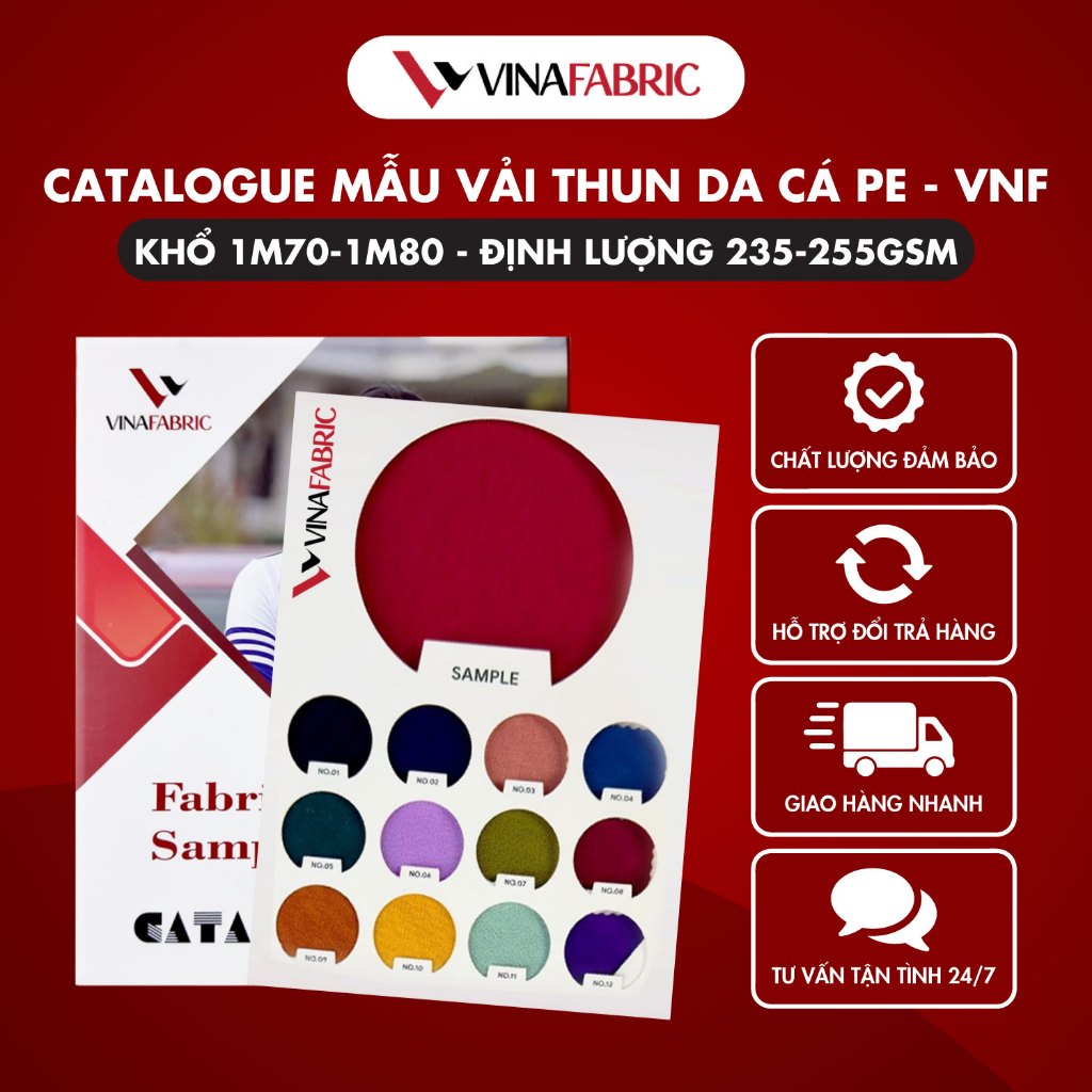 Catalouge Mẫu Vải Da Cá PE - VNF, Khổ 1m70 =>1m90-2m50, Định Lượng 230-310gsm