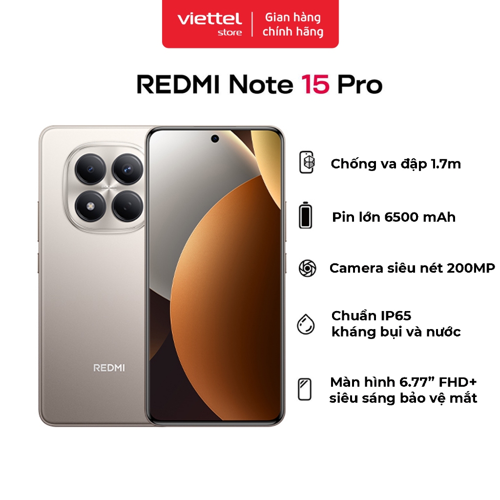 Điện thoại thông minh REDMI Note 15 Pro | 12+256GB | Pin lớn 6500mAh