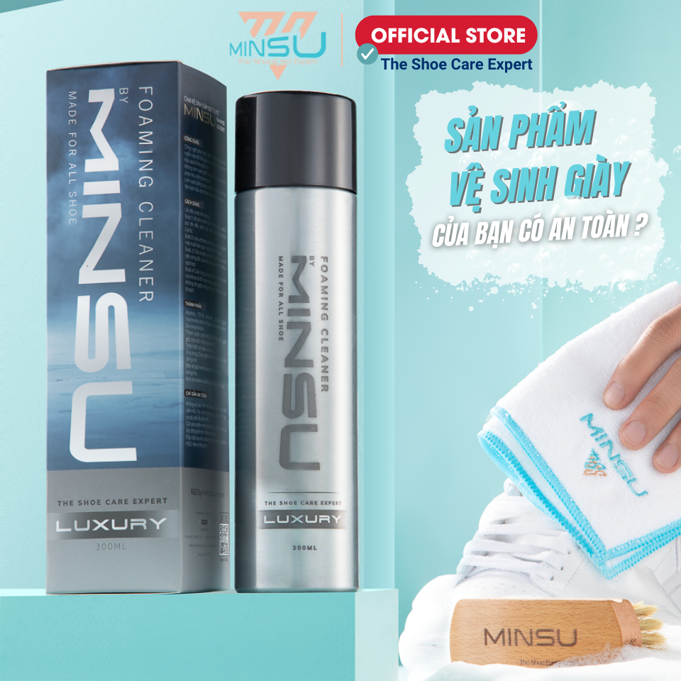 Chai Xịt Vệ Sinh Giày MINSU LUXURY Bọt Tuyết NANO M5955 Giặt Khô Siêu Tốc Bảo Vệ Giày Khỏi Bị Ố Vàng, Phai Màu