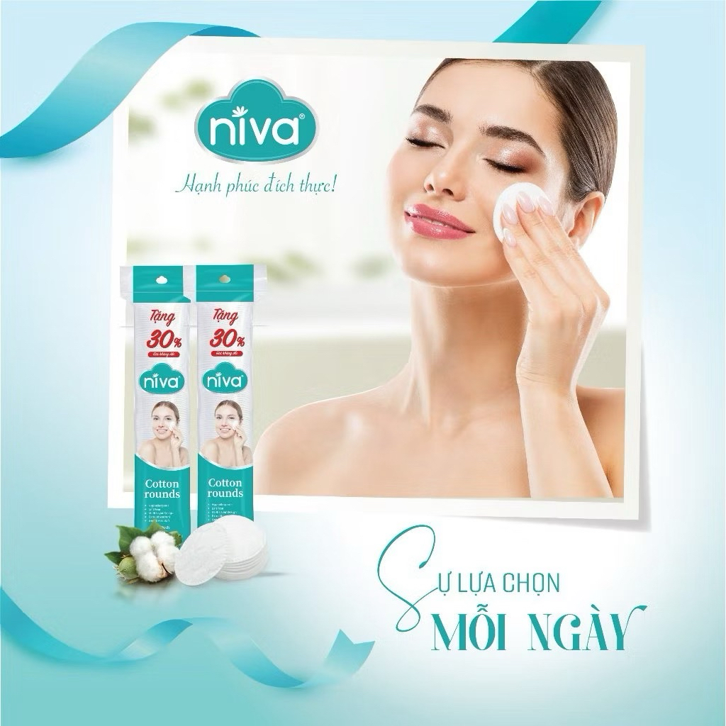 Bông Tẩy Trang Tròn NIVA CZ2 130 Miếng - Bông Tự Nhiên, Không Xơ, Êm Dịu Cho Mọi Làn Da
