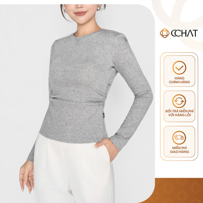 Áo Thun 𝐂𝐂𝐇𝐀𝐓 Dáng Ôm Heri Xếp Ly Sườn Chất Liệu Co Giãn Cao Cấp 25TDC2053OT