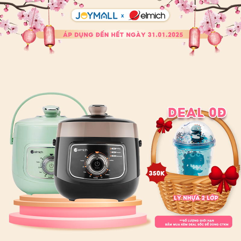 Nồi áp suất cao cấp đa chức năng Elmich PCE-1805 2,5L, Hàng chính hãng, Điều khiển cơ - JoyMall