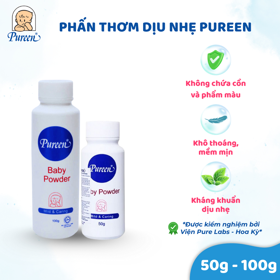 Phấn thơm dịu nhẹ Pureen - Hạn chế kích ứng - 50g/100g