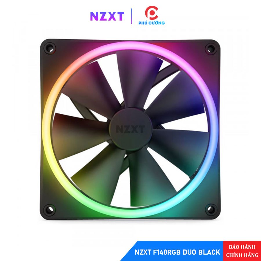 Quạt Case NZXT F140 RGB Duo Black RF-D14SF-B1 - Fan 140mm LED 2 Mặt, Chính Hãng