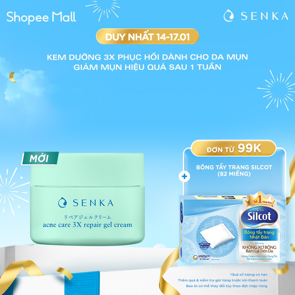 Kem Dưỡng 3X Dưỡng Da Dành Cho Da Mụn SENKA ACNE CARE 3X REPAIR GEL CREAM