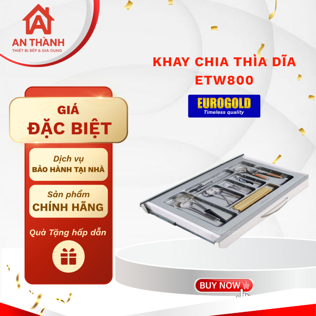 Khay chia ngăn tủ Eurogold ETW800 - Sắp xếp dụng cụ bếp chuyên nghiệp, tiết kiệm không gian