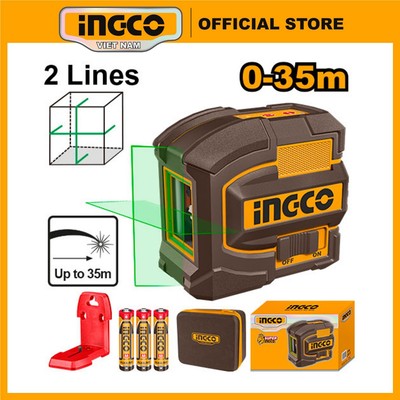 Máy cân bằng laser 2 tia xanh máy bắn cốt laze (tia xanh) INGCO HLL156601 khoảng cách đo 0-35m có báo lệch tia