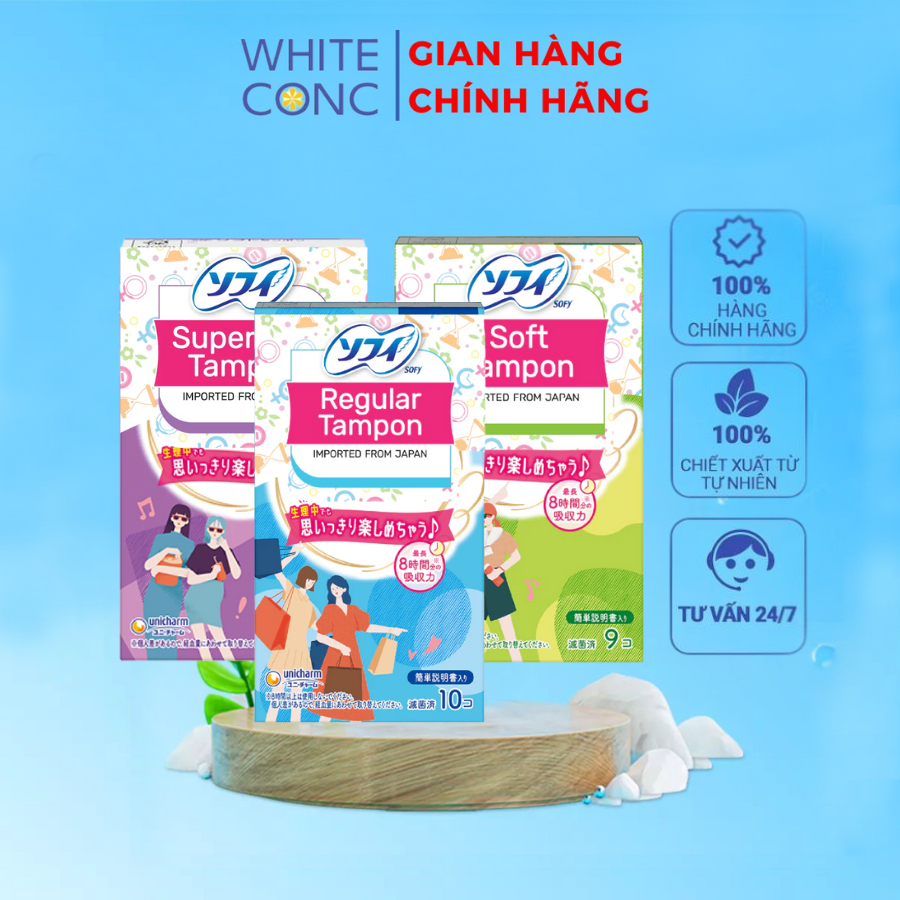 Băng vệ sinh siêu thấm Sofy Soft Tampon Super/ Regular Tampon/ Superplus Tampon White Conc (Hàng nhậ