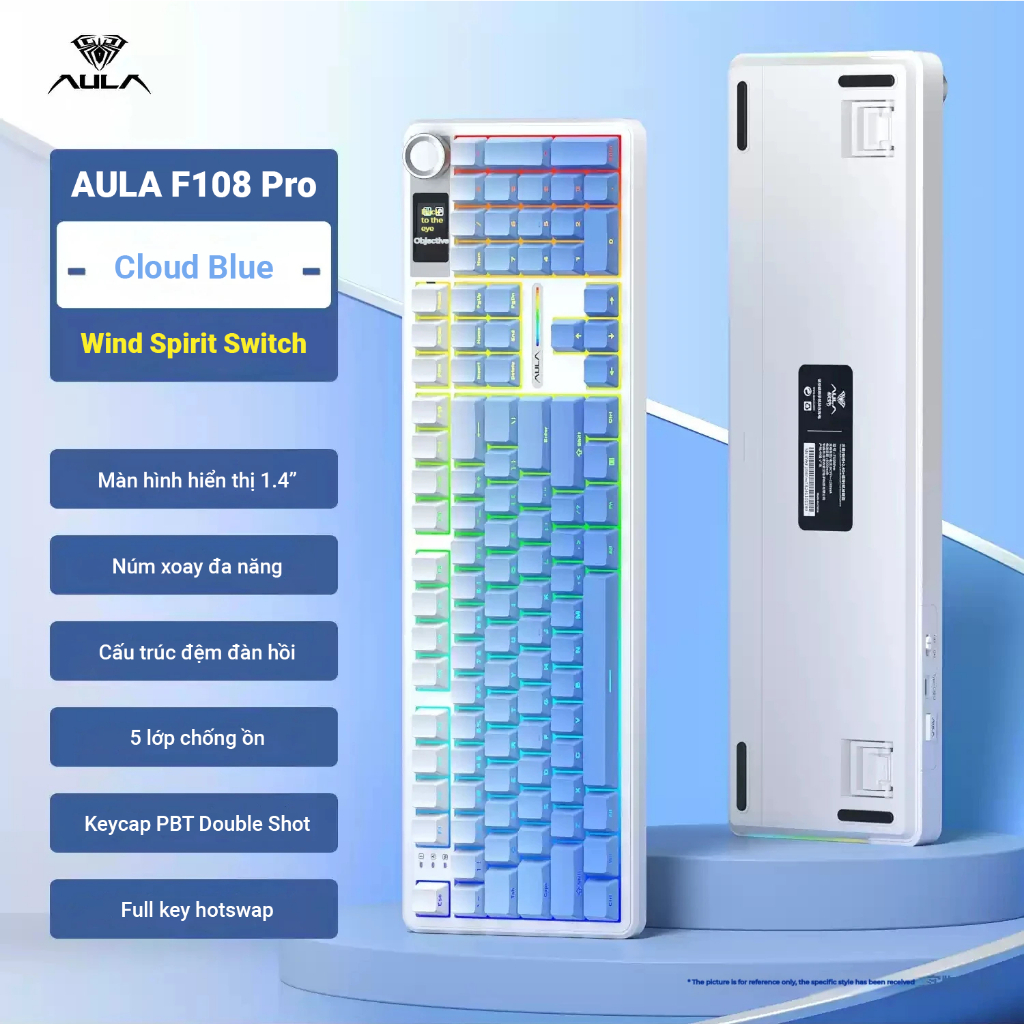 [BH 12TH] AULA F108PRO Bàn Phím Cơ 104 Phím LCD - 3 Chế Độ Pin 8000mAh Màn Hình 1.4 Tháo Lắp Nóng Bàn phím chơi game RGB | BigBuy360 - bigbuy360.vn