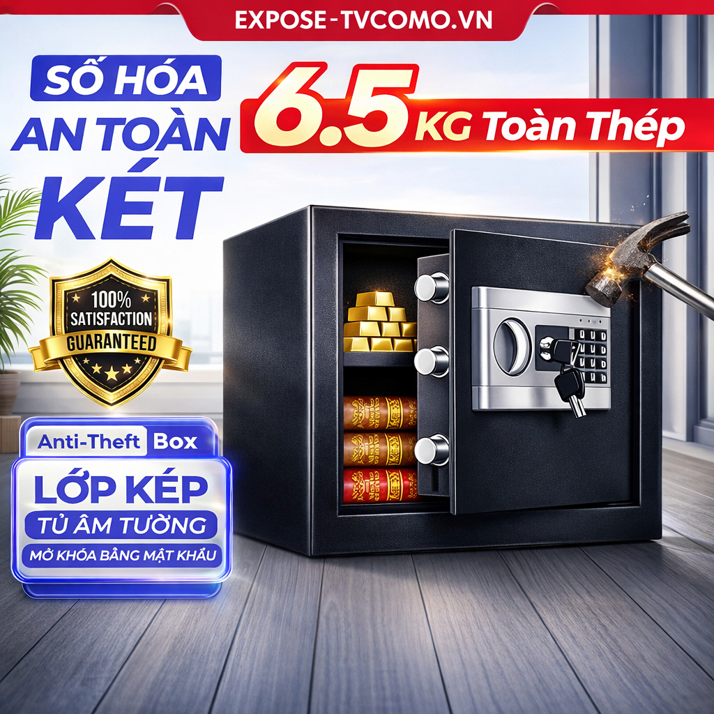 két sắt mini Khóa điện tử chống cháy mini , 2 phương pháp mở khóa, độ bảo mật cao, bảo hành 3 năm