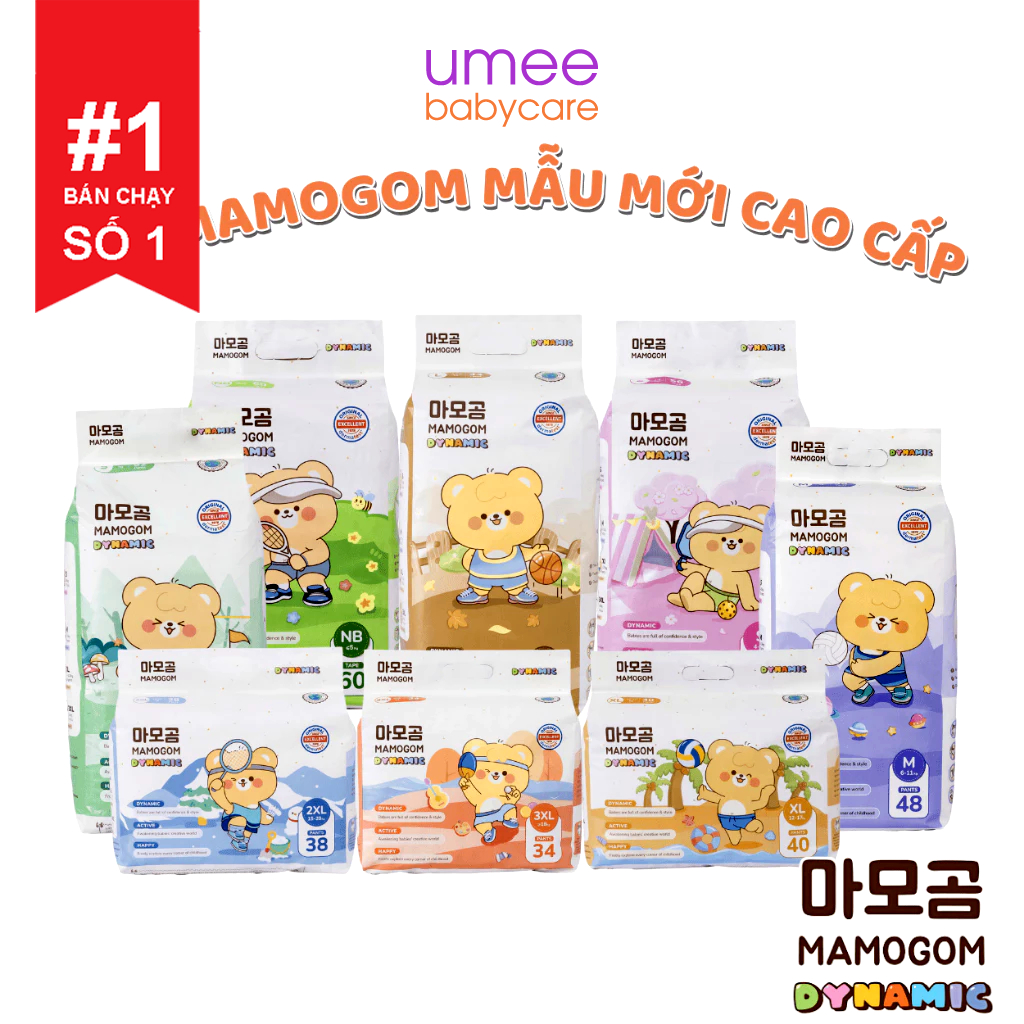 (COMBO THÙNG 4 BỊCH) Tã/ Bỉm MAMOGOM hữu cơ cao cấp công nghệ Hàn Quốc dán/ quần đủ size S62/M52/M48