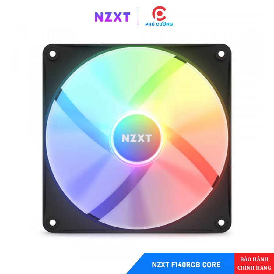 Quạt Case NZXT F140 RGB Core Black RF-C14SF-B1 - Fan 140mm LED Tâm Rực Rỡ, Chính Hãng