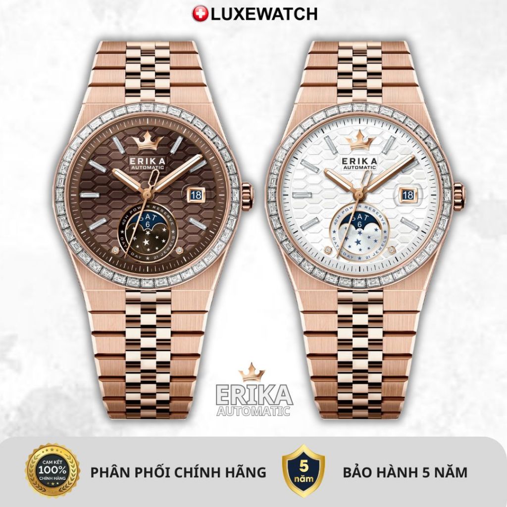 Đồng Hồ ERIKA LAND DWELLER Automatic 40mm Sapphire Nguyên Khối Niềng Đá CZ