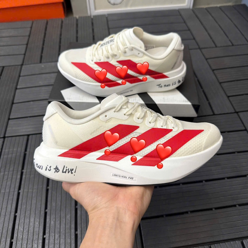 Giày chạy bộ thể thao sneaker Adizero Evo Trắng Đỏ