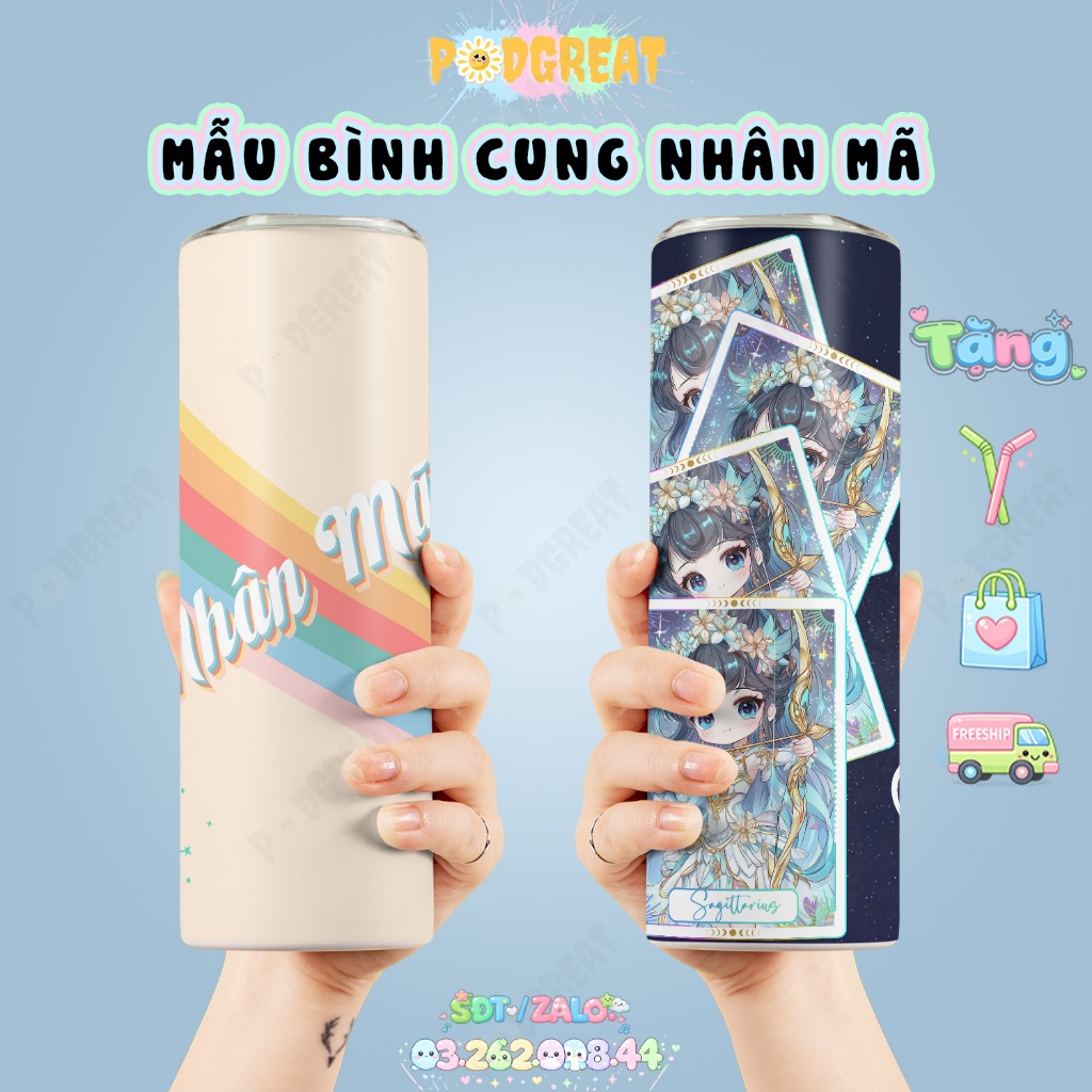 Nhân Mã, Bình Giữ Nhiệt Cung Nhân Mã 600ml, Cốc Giữ Nhiệt Cung Hoàng Đạo, Ly Giữ Nhiệt Cung Sagittar
