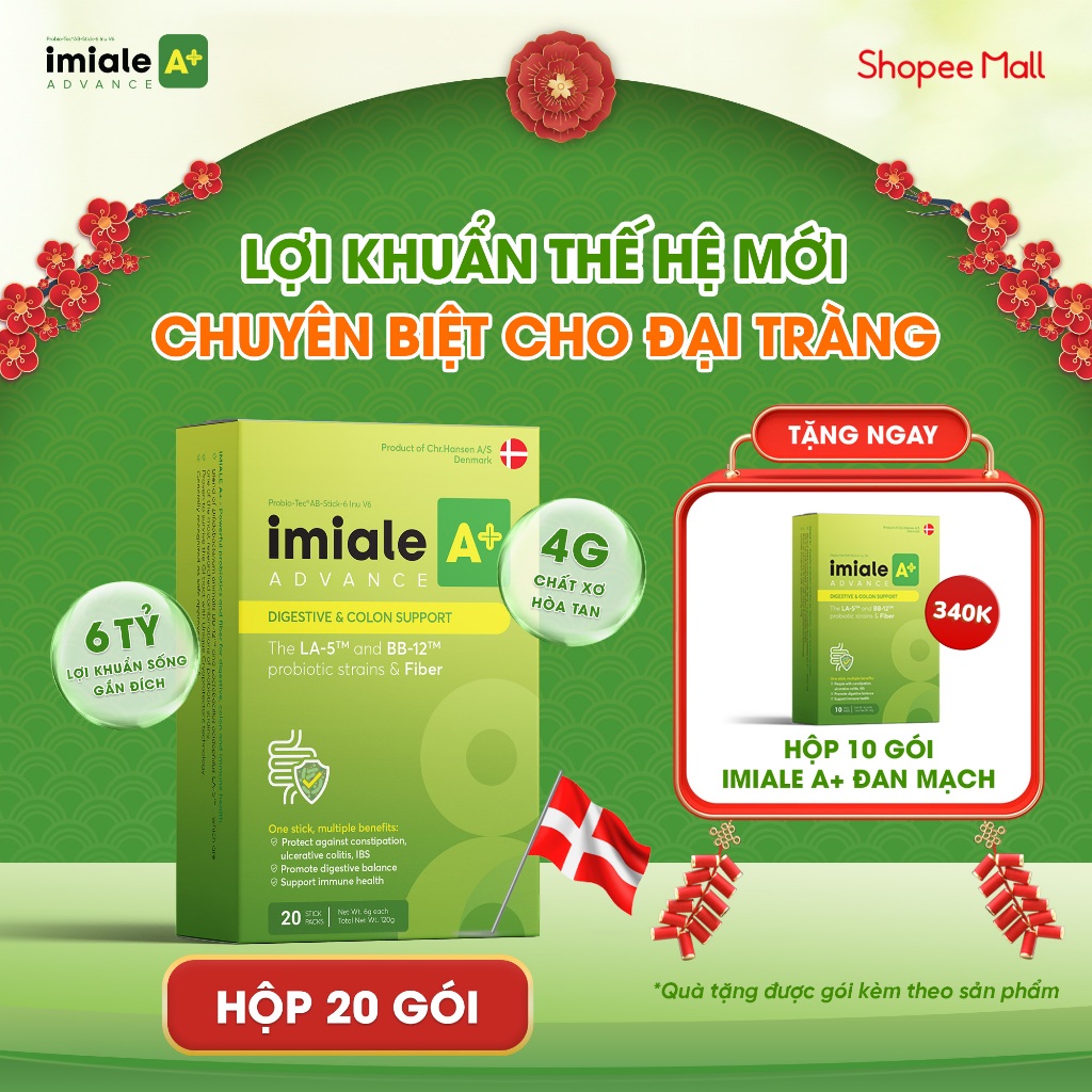 Men vi sinh IMIALE A+ chứa 6 tỷ lợi khuẩn - Hỗ trợ cải thiện rối loạn tiêu hóa, táo bón, tiêu chảy -