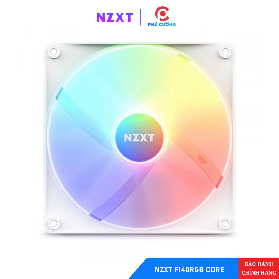 Quạt Case NZXT F140 RGB Core White RF-C14SF-W1 - Fan 140mm LED Tâm Rực Rỡ, Chính Hãng