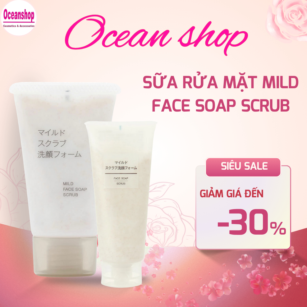 (Mini 30g) Sữa Rửa Mặt Tẩy Da Chết Mild Face Soap Scrub, Sản phẩm êm dịu an toàn cho da