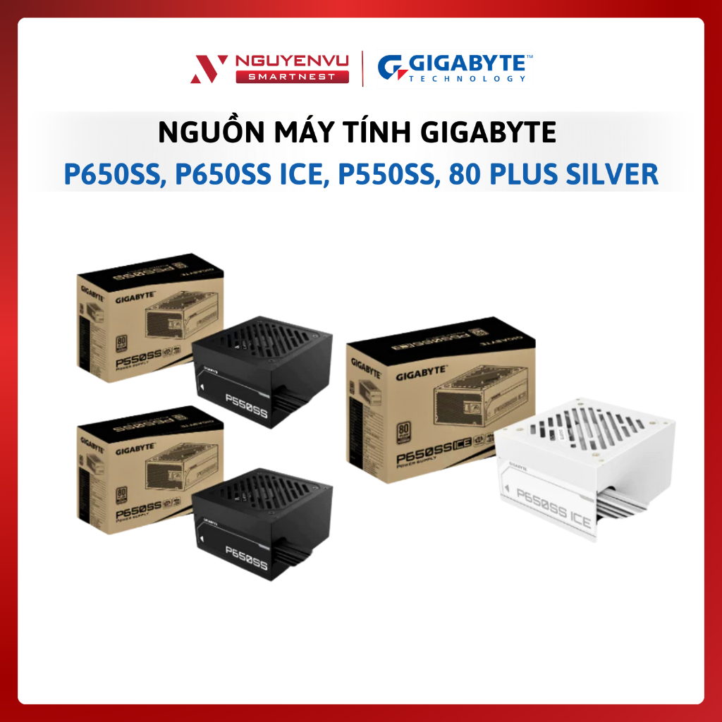 Nguồn máy tính Gigabyte P650SS, P650SS ICE, P550SS, 80 Plus Silver | Hàng chính hãng - Bảo hành 3 nă