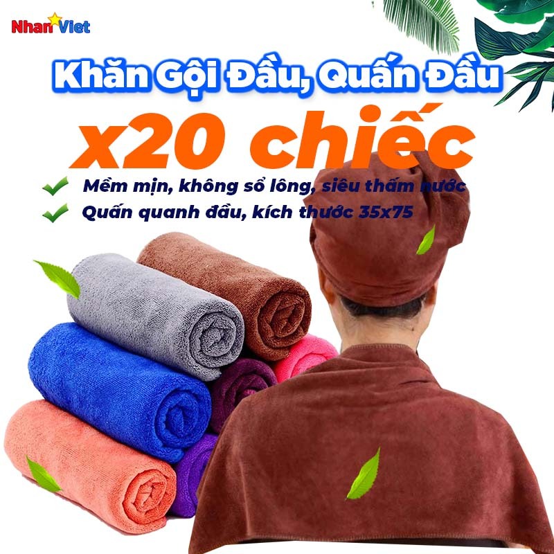 Combo 20 Khăn gội đầu Spa Salon 35x75cm, khăn làm nail dày mềm thấm nước tốt (loại 1)