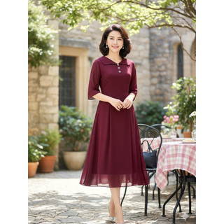 SALE BỎ MẪU - Đầm Trung Niên Tươi Sáng Họa Tiết Sang Trọng Đi Làm Đi Tiệc U40, U50, U60 tm572