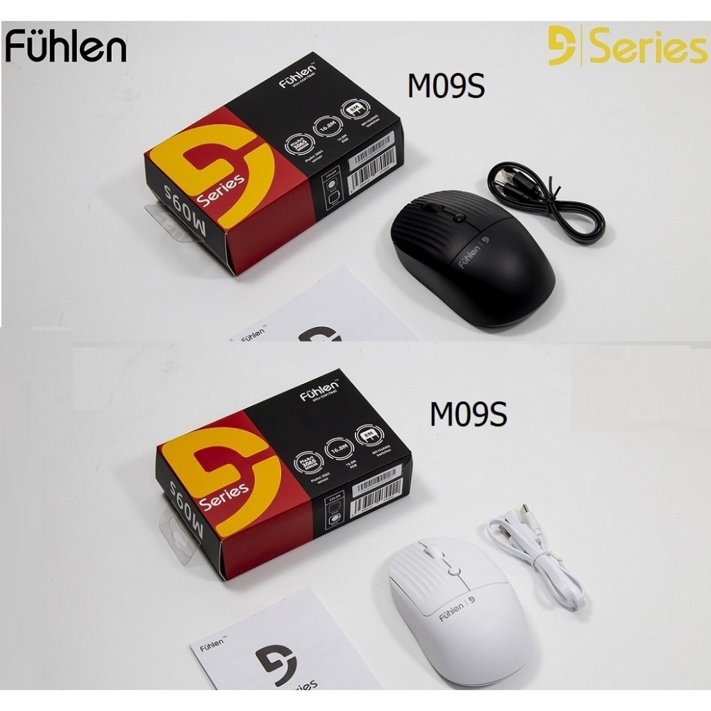 Chuột không dây Fuhlen M09s Led RGB dùng Pin sạc Pin 600mAh cho văn phòng chơi Game - Bảo hành 24 th