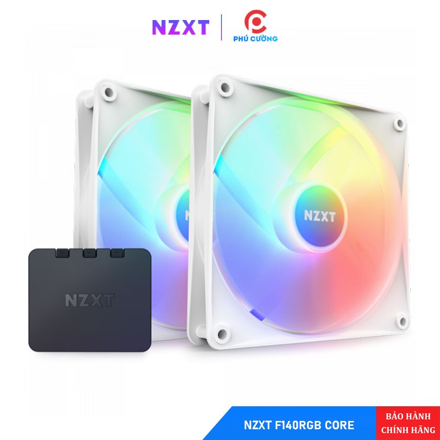 Bộ 2 Quạt NZXT F140 RGB Core White (Trắng) Twin Pack RF-C14DF-W1 - Kèm Hub Controller Chính Hãng