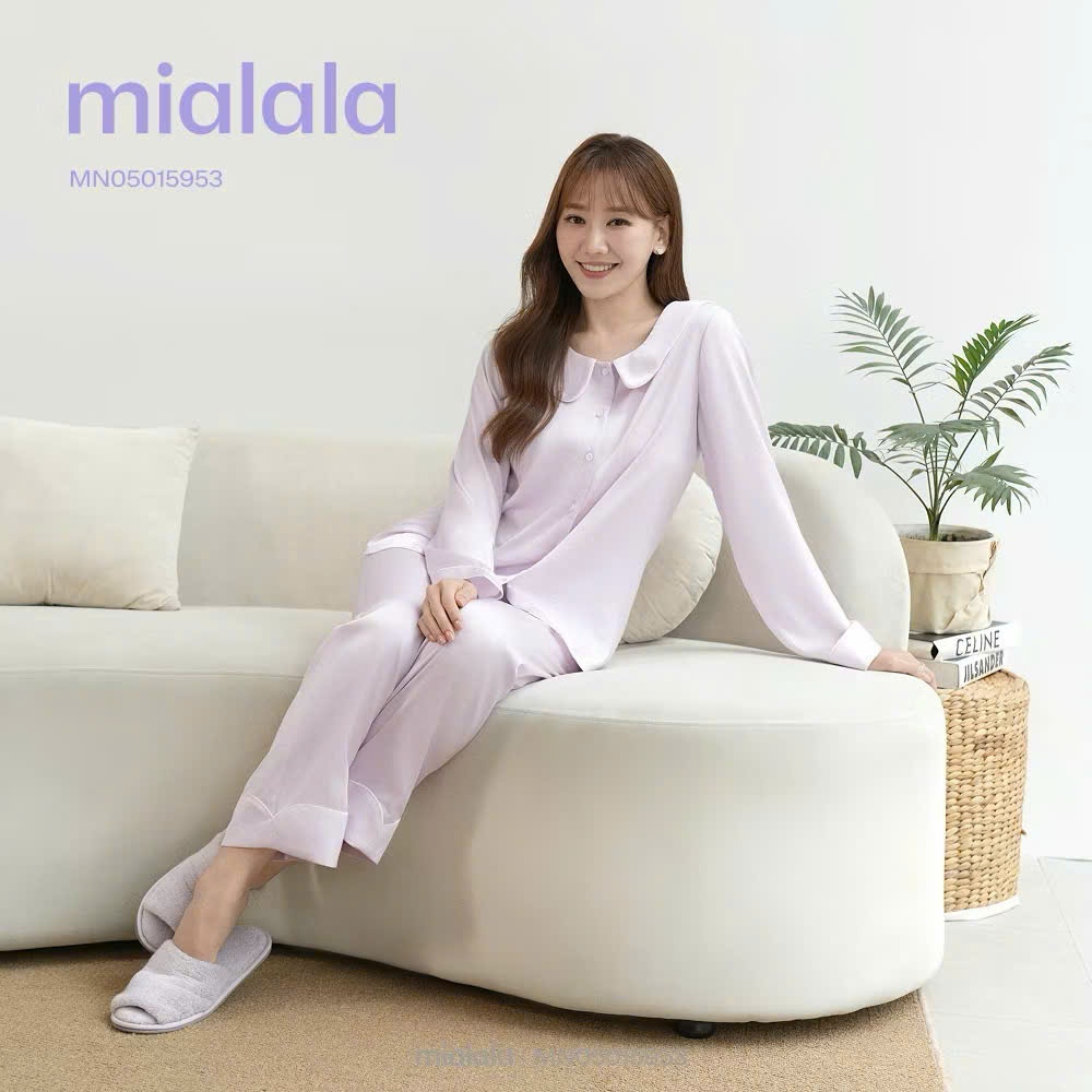 [Love Soft] Mialala Bộ Đồ Mặc Nhà Lụa Cổ Sen 5953 Chất Liệu Lụa Mềm Mịn Cổ Đệu Trơn Có Viền Lé Thiết