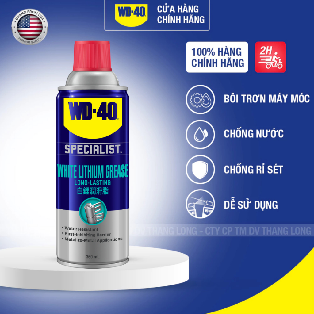 Mỡ Bò Trắng Bôi Trơn Chống Rỉ Sét Cho Máy Móc Hạng Nặng WD40 White Lithium Chính Hãng