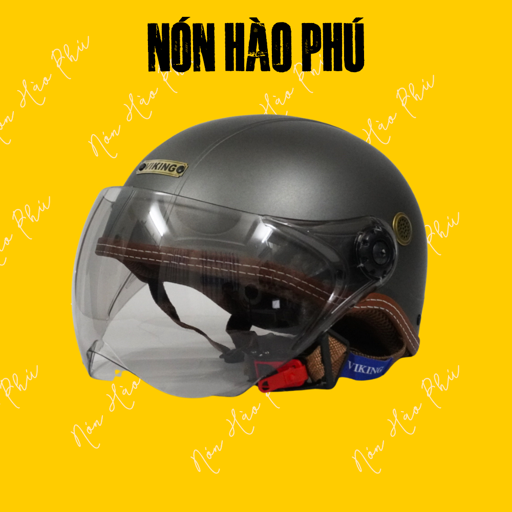 Mũ bảo hiểm THỦ CÔNG VIKING01 - KÍNH GẬP [CHÍNH HÃNG] nhựa abs lót nâu khóa sắt cao cấp, Nón bảo hiể
