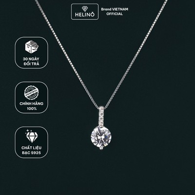 Quà tặng nữ dây chuyền bạc HELINO thanh đá dọc treo đá tròn tinh tế, trang sức nữ S925 C24