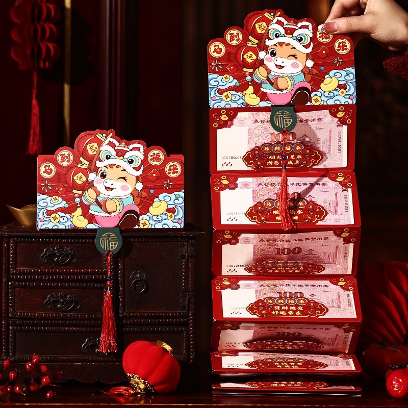 Bao Lì xì Tết Năm Bính Ngọ 2026 Bao Lixi Tết độc Lạ màu Đỏ-Vàng nhiều màu đẹp mắt