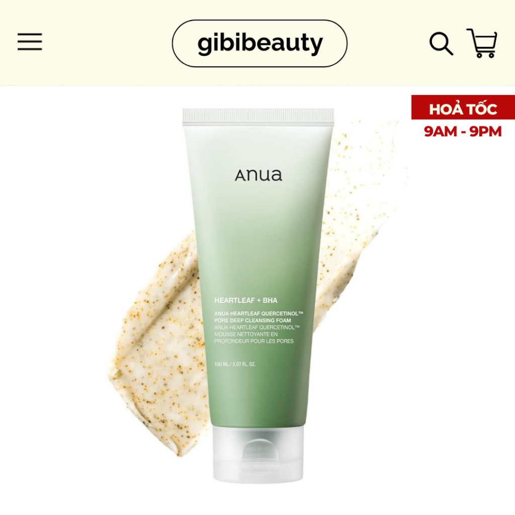 Sữa rửa mặt ANUA Heartleaf Moisture/Quercetinol Cleansing Foam