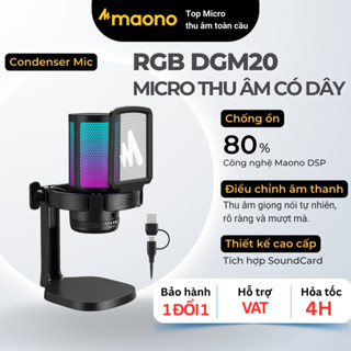 Micro thu âm MAONO DGM20 RGB USB Condenser với độ điều chỉnh lớn/chức năng thiết lập phần mềm cho PC/game/livestream