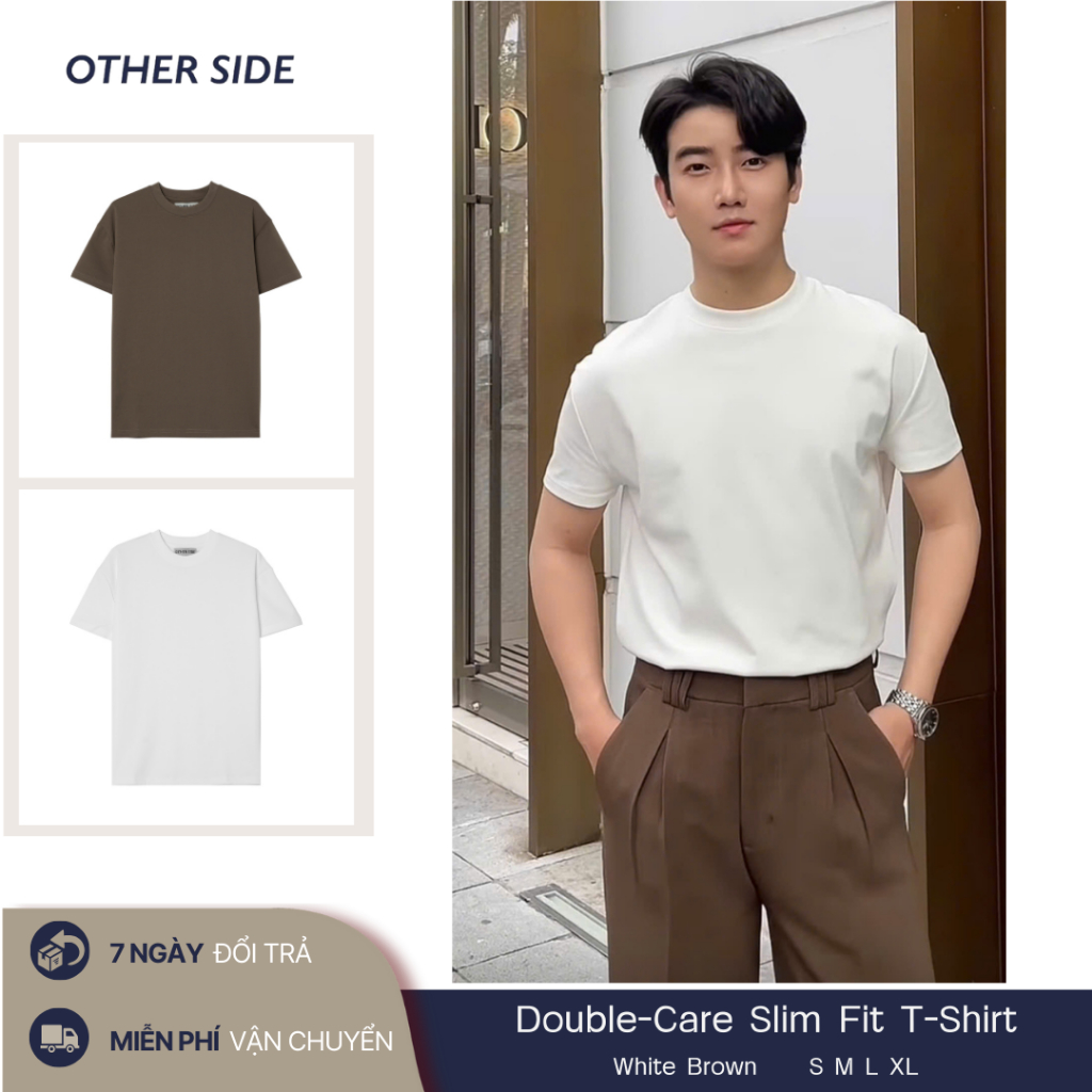 [New]Áo Thun Nam Form Slim Fit, Chất Liệu Cao Cấp - Chống Nhăn,Thoáng Mát | Double-Care Slim Fit Tee