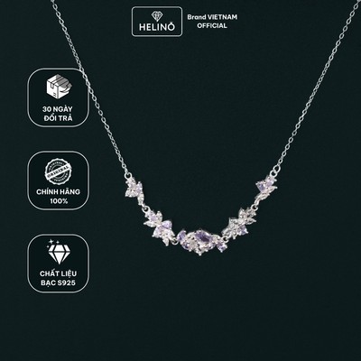 Dây Chuyền Bạc Nữ HELINO Dải Hoa Lavender Đính Đá Tím Bạc S925 Lấp Lánh Cao Cấp C67