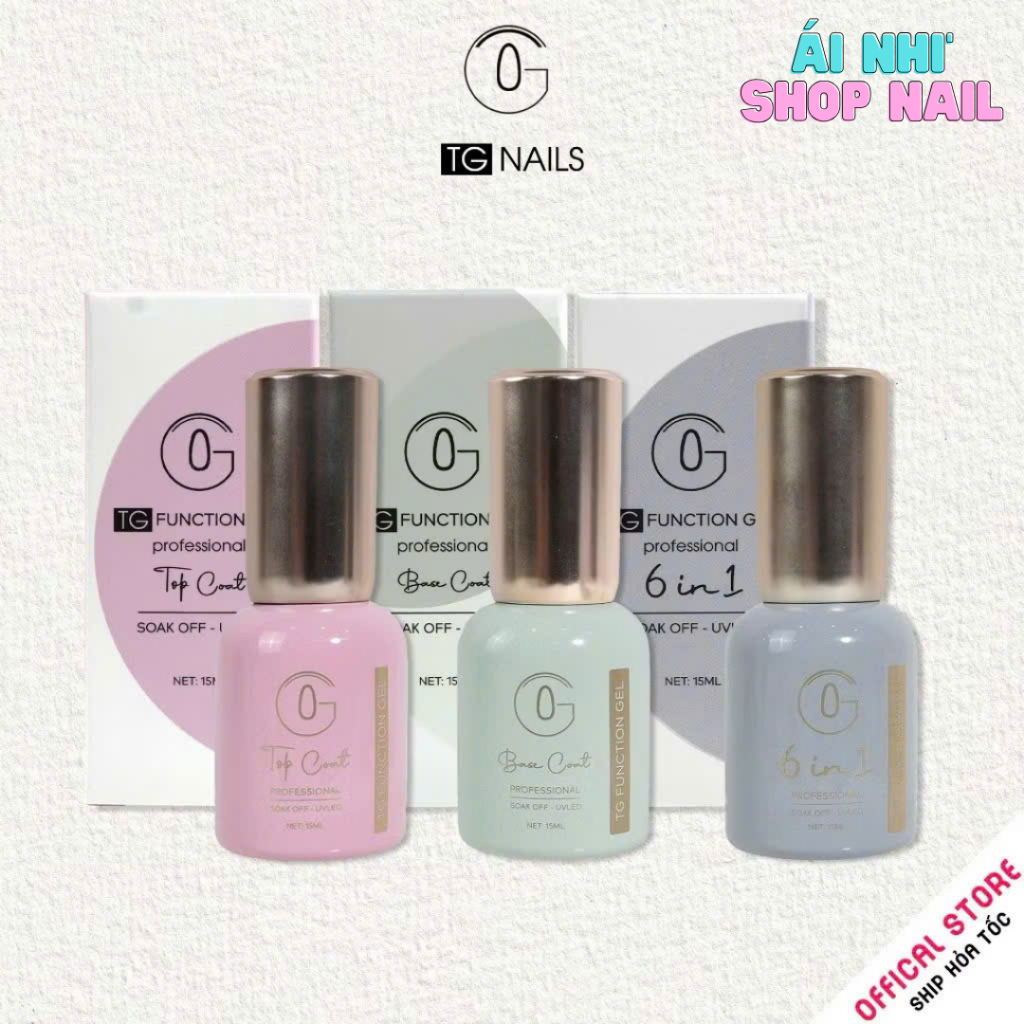 Base, top coat, 6in1 hãng TG cọ mảnh cao cấp chai 15ml