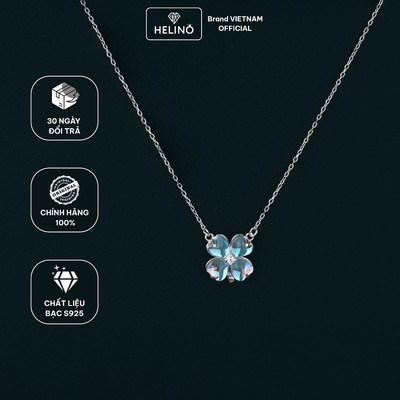 Quà tặng nữ dây chuyền bạc HELINO cỏ bốn lá cánh tim đính đá Moonstone đổi màu may mắn S925 C68