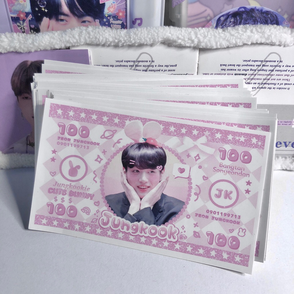 sticker money Jk bts:33(mô tả)
