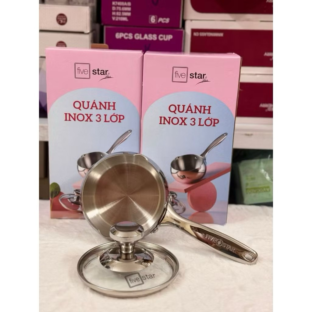 Quánh Inox 304 đúc liền khối 3 lớp Fivestar Plus 12cm, Quánh 3 lớp Fivestar Plus 12cm