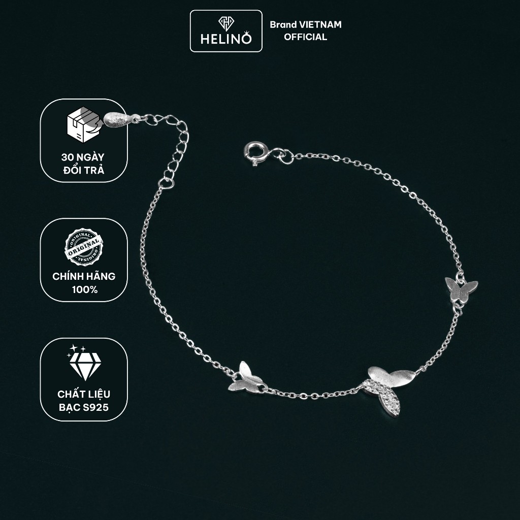 Lắc Tay Bạc Nữ HELINO Hồ Điệp Nhỏ Đính Đá Bạc S925 Xinh Xắn V26