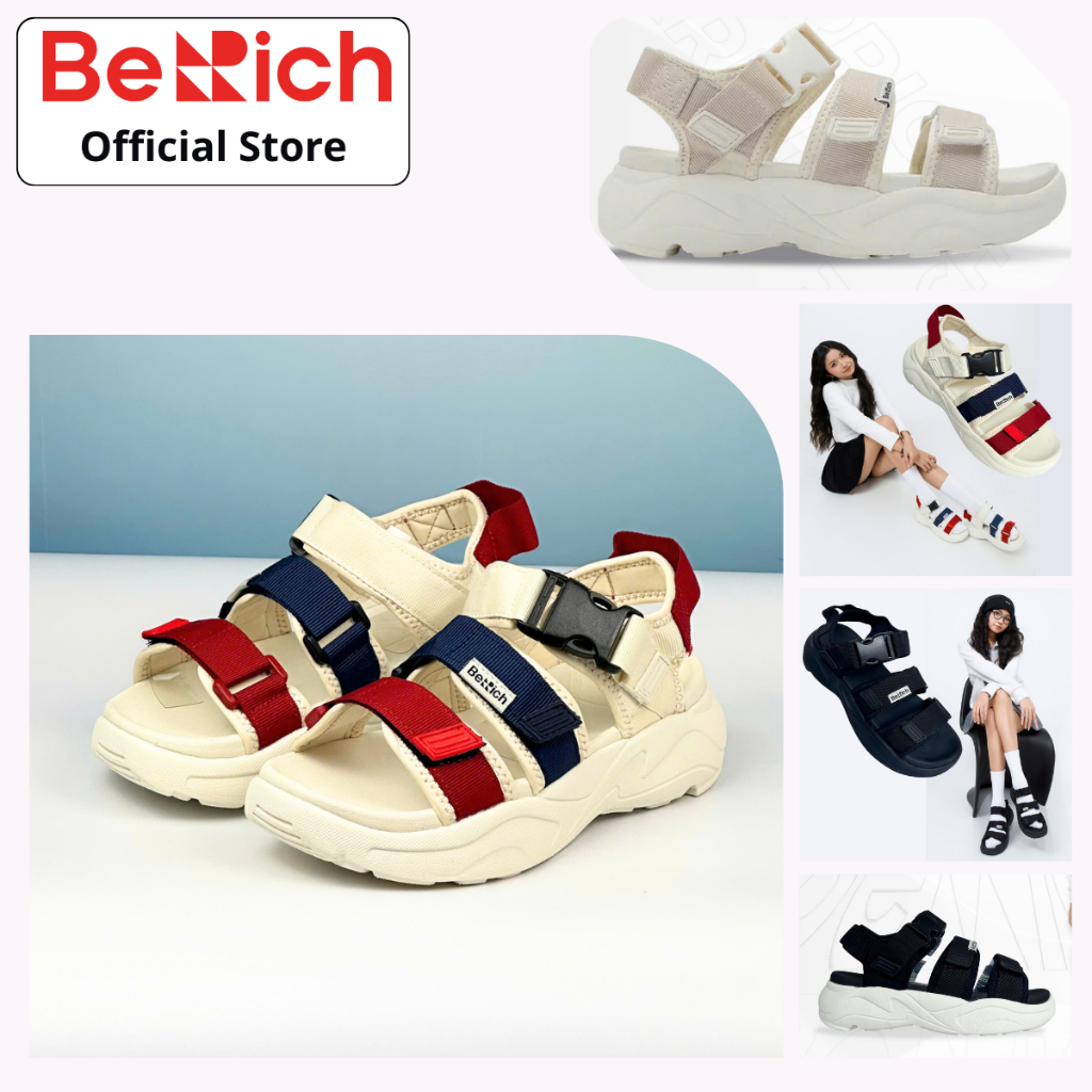 Giày Sandal Nữ BeRich Quai Ngang Đế Cao 5cm BE777 Êm Nhẹ - Dép Quai Hậu Nữ Tăng Chiều Cao