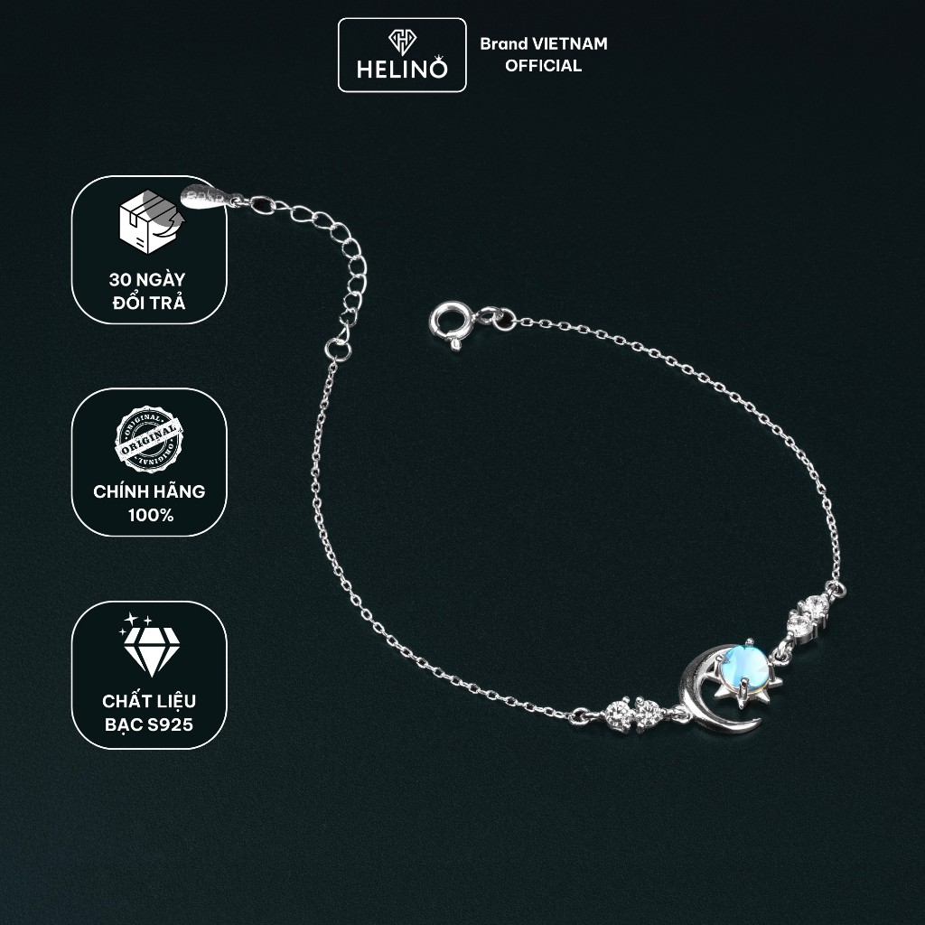 Lắc Tay Bạc Nữ HELINO Nhật Nguyệt Đính Đá Moonstone Đổi Màu Bạc S925 Lấp Lánh V25
