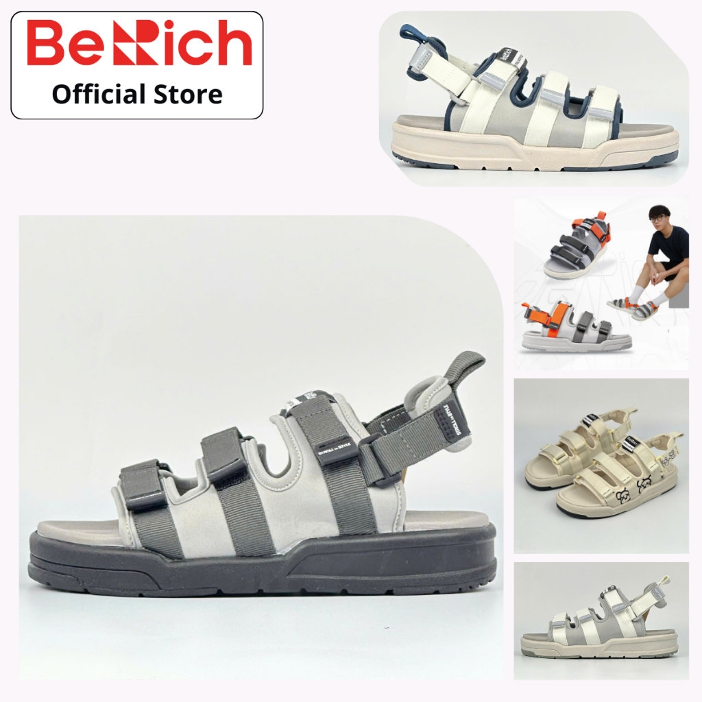 Giày Sandal 3 Quai Ngang Nam Nữ BeRich - BE1602 Quai Hậu Đế Bằng