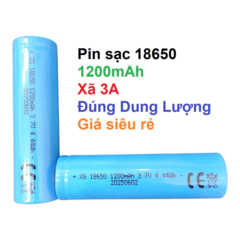 [P83] Pin sạc 18650 1200mah đầu bằng - đầu nhọn chuyên cho quạt dự phòng, thiết bị cầm tay