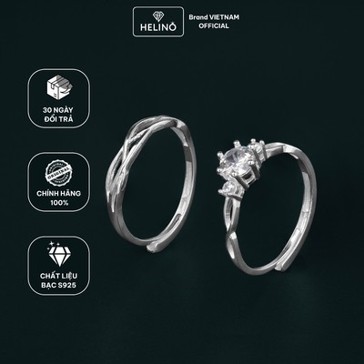 (Tặng Hộp) Nhẫn Bạc Đôi HELINO Một Đời Kiểu Xoắn Đính Đá Bạc S925 Freesize Tùy Chỉnh ND03