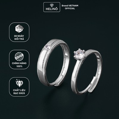 Nhẫn Bạc Đôi HELINO Phu Thê Bạc S925 hàng gia công kĩ bóng đẹp thiết kế trẻ trung quý phái ND04