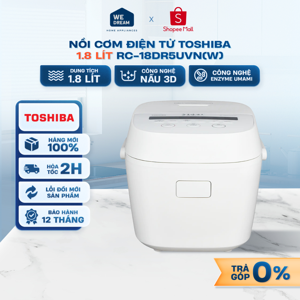 RC-18DR5UVN(W) - Nồi Cơm Điện Tử Toshiba 1.8 Lít RC-18DR5UVN(W) - Hàng Chính Hãng, Mới 100%